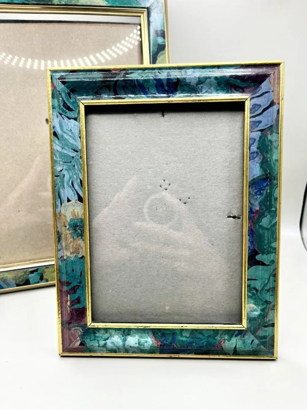 VTG 80s Burnes Tropical Botanical Picture Frame Set Mexico Floral Palm Beach